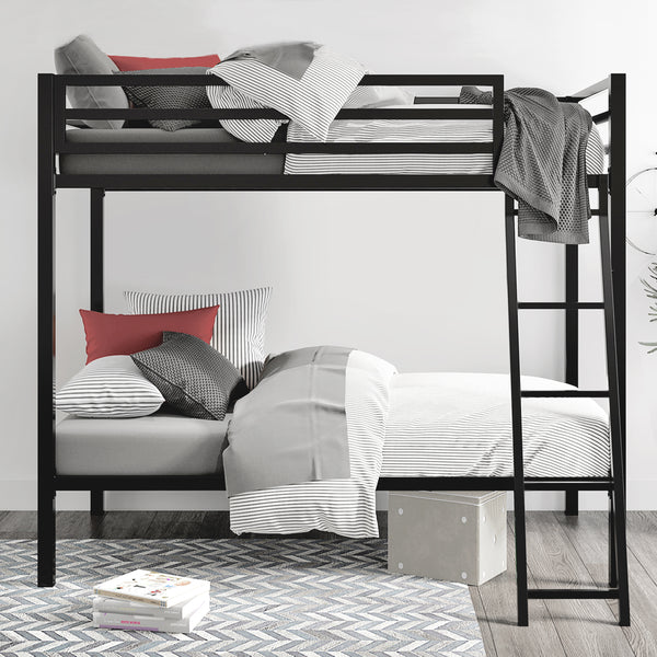 Metal Bunk Beds with Stairs, Twin over Twin Bunk Beds for Kids, Teens, and Adults