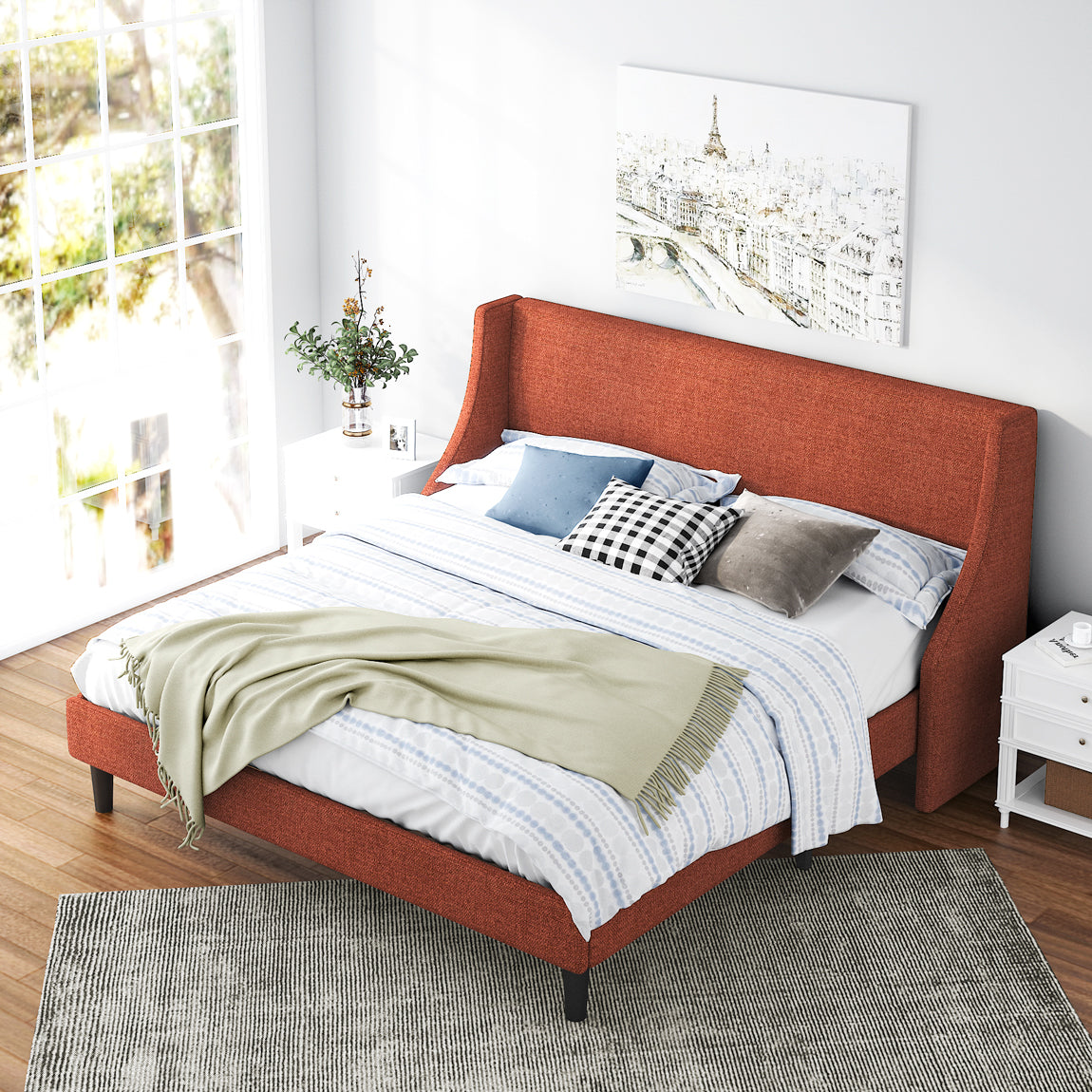 wingback king bed