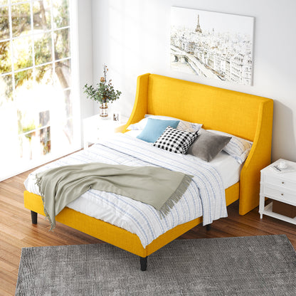 Modern Upholstered Bed with Deluxe Wingback