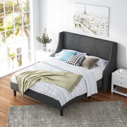 gray wingback bed