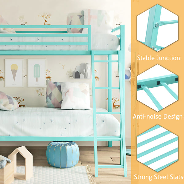 Metal Bunk Beds with Stairs, Twin over Twin Bunk Beds for Kids, Teens, and Adults