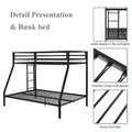 Twin over Full Bunk Bed, Metal Bunk Beds with Stairs & Guardrail for Teen & Adults