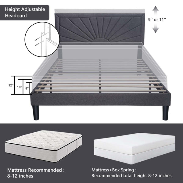 Upholstered Platform Bed with Wood Slat Support