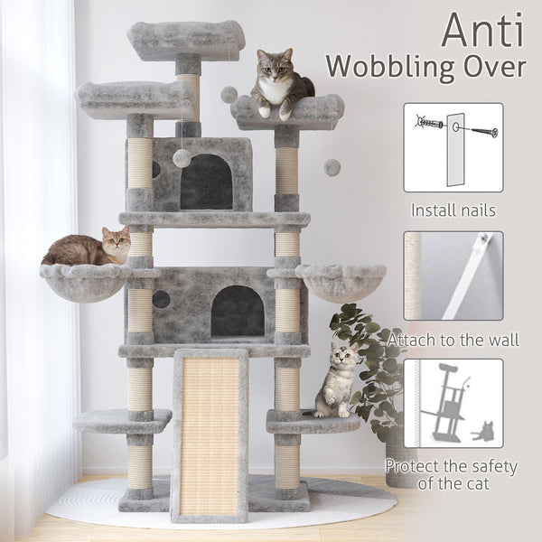 Tall Cat Tree for Large Cats, 68 Inches Multi-Level Cat Tower