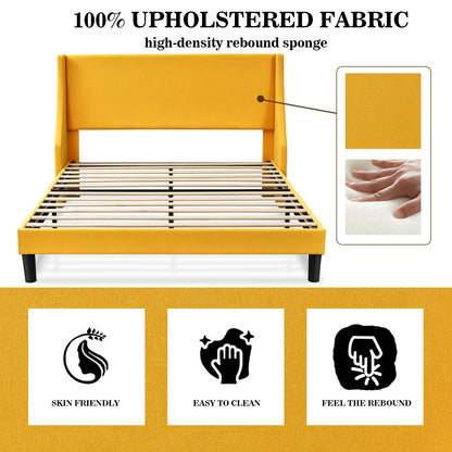 Modern Upholstered Bed with Deluxe Wingback