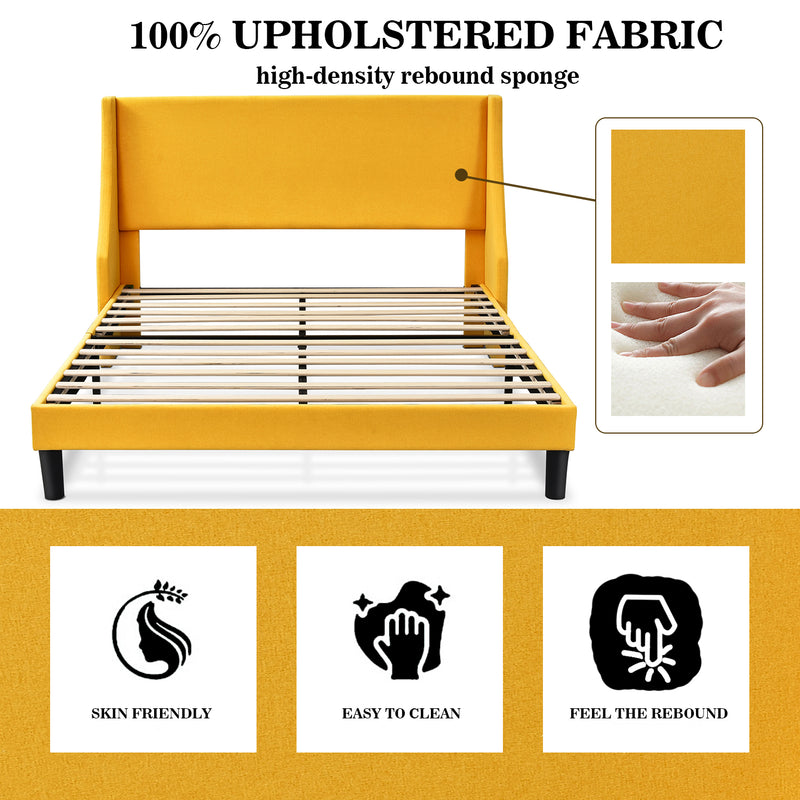 Modern Upholstered Bed with Deluxe Wingback