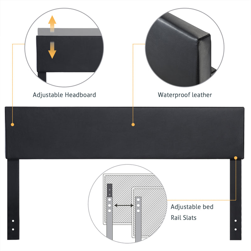 Upholstered Bed Frame with Adjustable Headboard