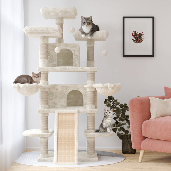 Tall Cat Tree for Large Cats, 68 Inches Multi-Level Cat Tower