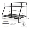 Twin over Full Bunk Bed, Metal Bunk Beds with Stairs & Guardrail for Teen & Adults