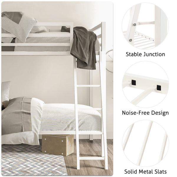 Metal Bunk Beds with Stairs, Twin over Twin Bunk Beds for Kids, Teens, and Adults