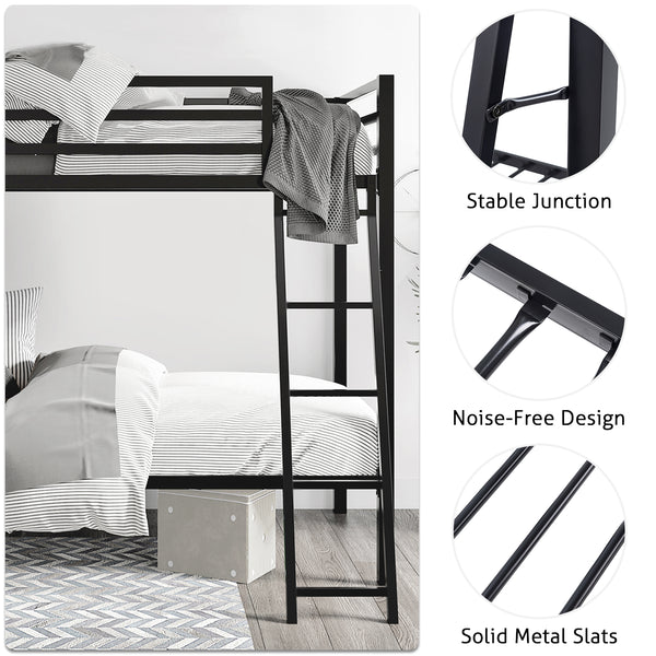 Metal Bunk Beds with Stairs, Twin over Twin Bunk Beds for Kids, Teens, and Adults