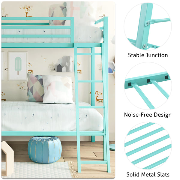 Metal Bunk Beds with Stairs, Twin over Twin Bunk Beds for Kids, Teens, and Adults