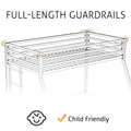 Twin over Full Bunk Bed, Metal Bunk Beds with Stairs & Guardrail for Teen & Adults