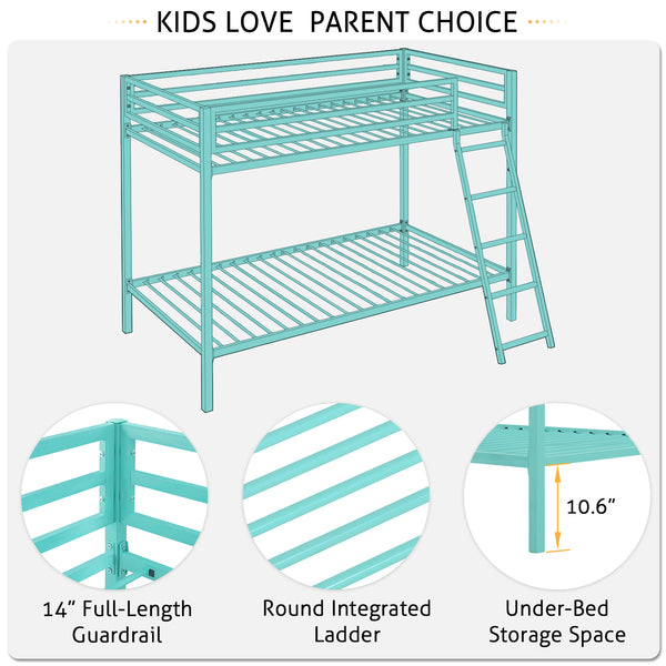 Metal Bunk Beds with Stairs, Twin over Twin Bunk Beds for Kids, Teens, and Adults