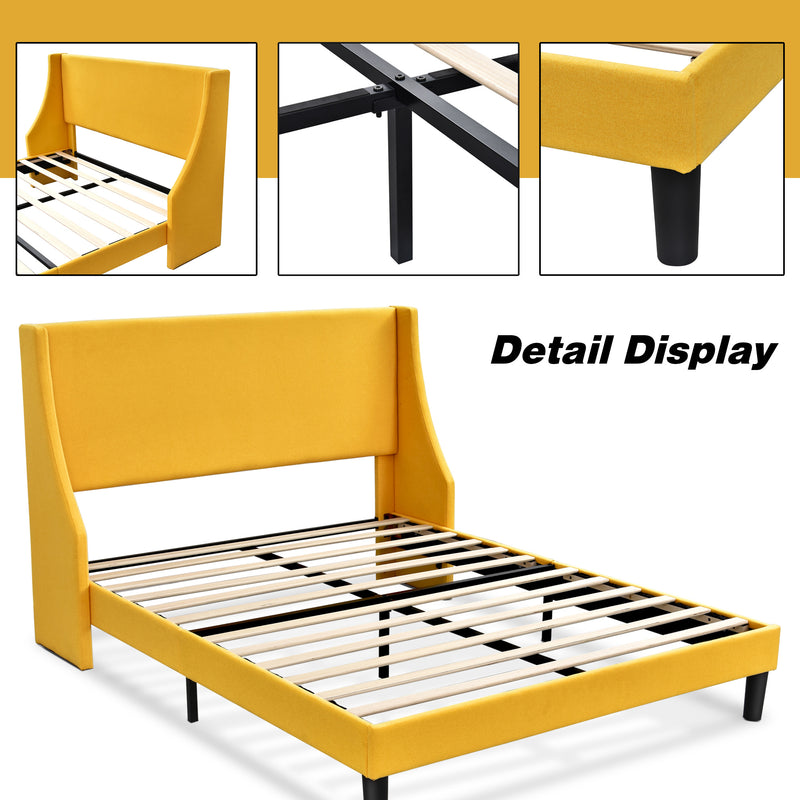 Modern Upholstered Bed with Deluxe Wingback