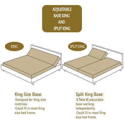 Adjustable Bed Frame with Wireless Remote, Head and Foot Incline, Wood Board Support