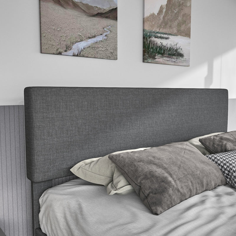 Upholstered Bed Frame with Adjustable Headboard